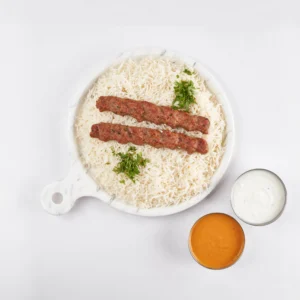 meat kabab with rice